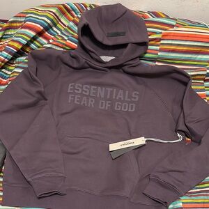 Sale Fear of God, essentials, plum, longsleeve, hoodie size small brand new